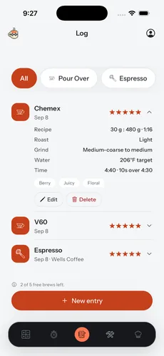 BrewMate Log tab